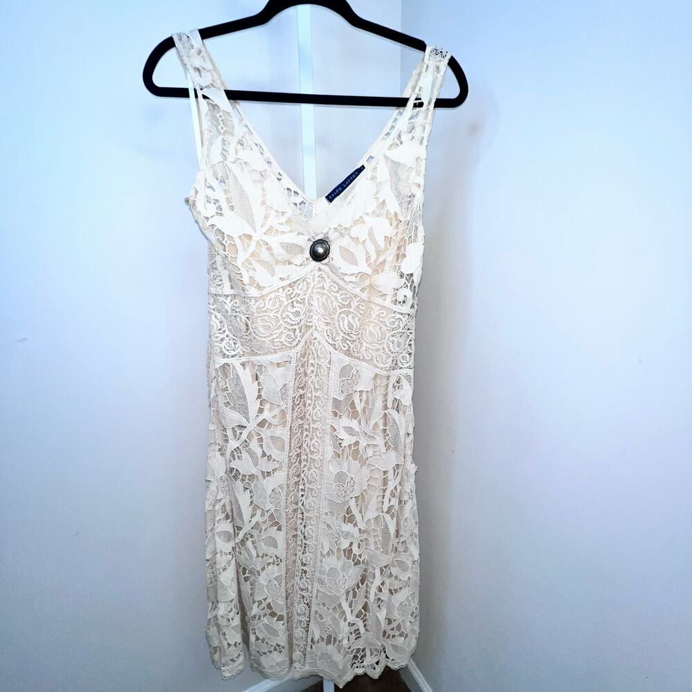 Ralph Lauren Vintage Lace Bridal Dress Size 6 Courthouse Wedding Reception Dress - Picture 17 of 17